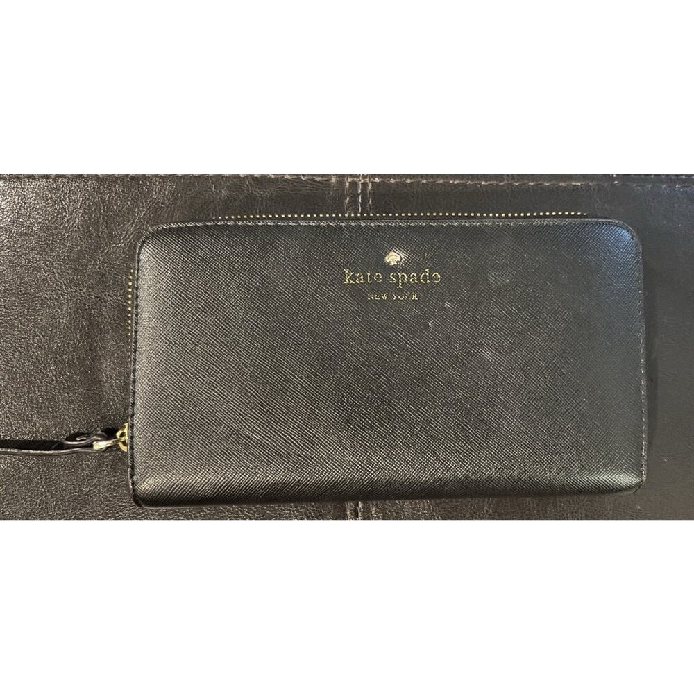 Kate Spade Black Leather Long Wallet Zippy